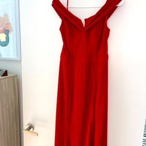 Red formal dress with slit